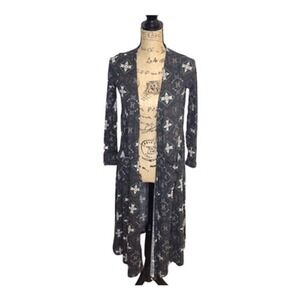 Lularoe Sarah Womens Open Front Long Sleeves Black Cardigan Duster Size XS